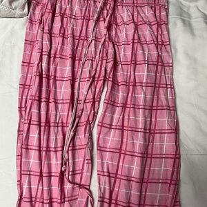 Pink plaid pj pants
